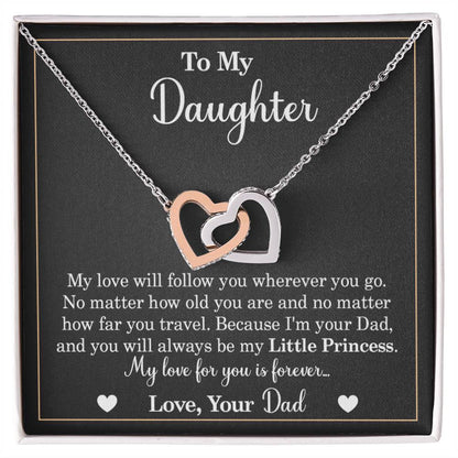 To My Daughter - My Love Will Follow You Wherever You Go - Interlocking Heart Necklace Interlocking Hearts Necklace