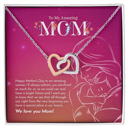 My Amazing Mom Interlocking Hearts Necklace
