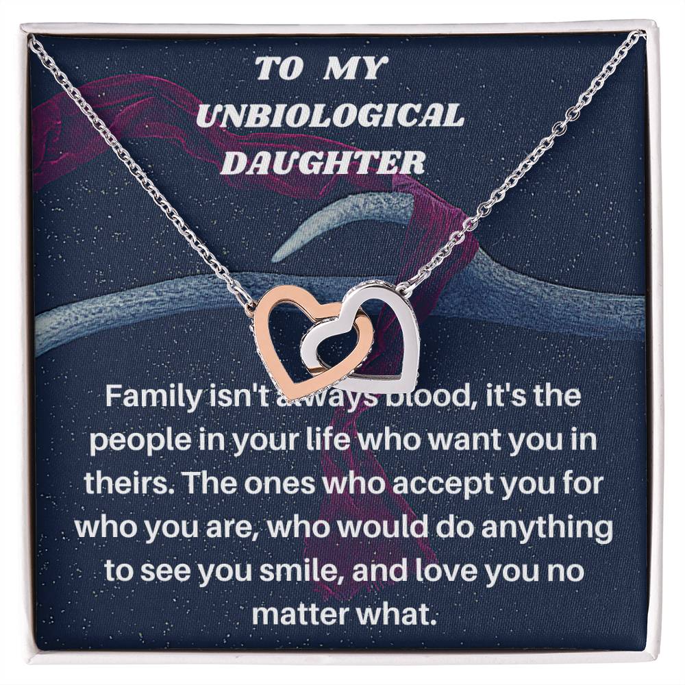 Unbiological Daughter Gift Step Daughter Gift Stepdaughter Necklace Daughter Jewelry Birthday Gift Interlocking Hearts Necklace