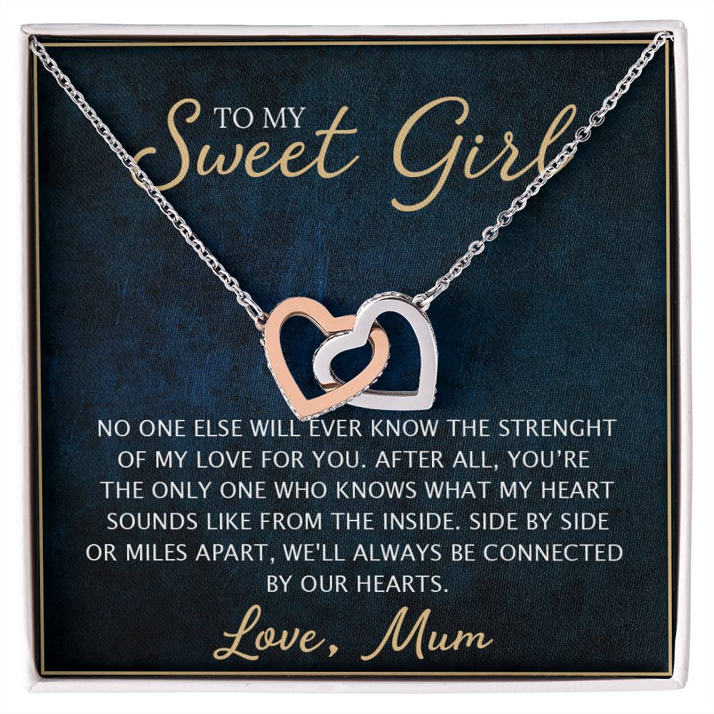 To My Daughter - Unique Heart Bonding Necklace Gift Set Interlocking Hearts Necklace