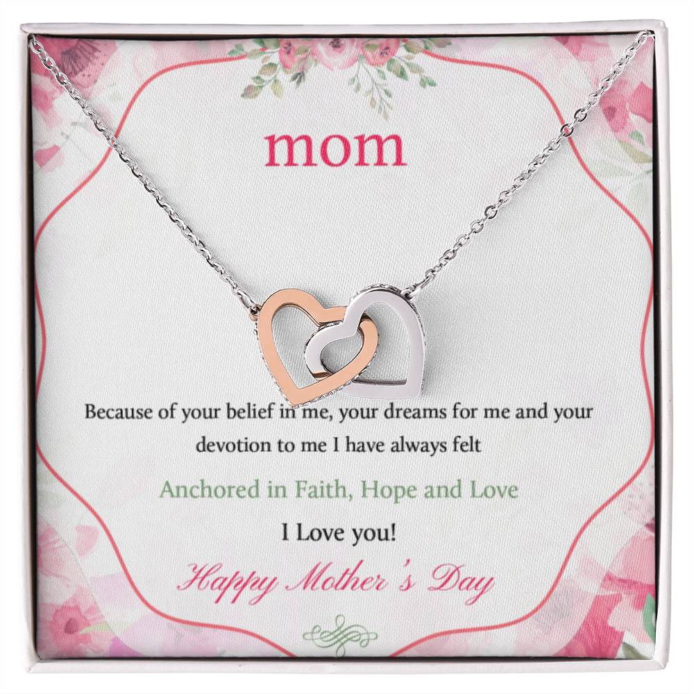 Happy Mothers Day Interlocking Hearts Necklace