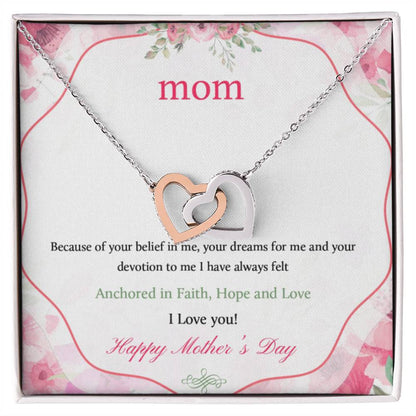 Happy Mothers Day Interlocking Hearts Necklace