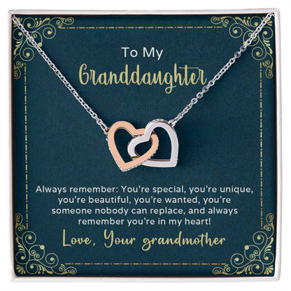 Nobody Can Replace My Granddaughter Heart Necklace Interlocking Hearts Necklace