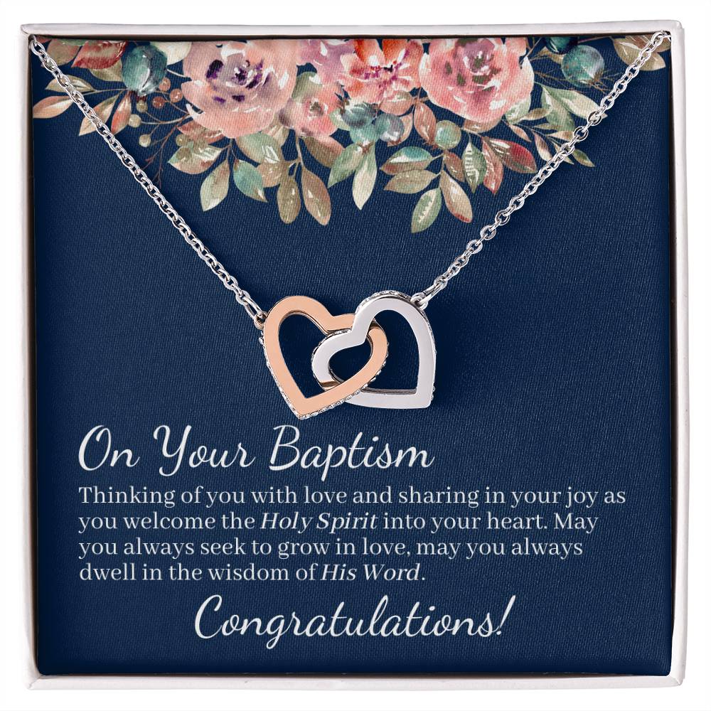 On Your Baptism Congratulations Interlocked Hearts Necklace Interlocking Hearts Necklace
