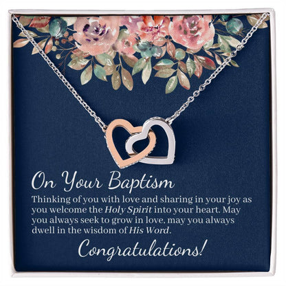 On Your Baptism Congratulations Interlocked Hearts Necklace Interlocking Hearts Necklace