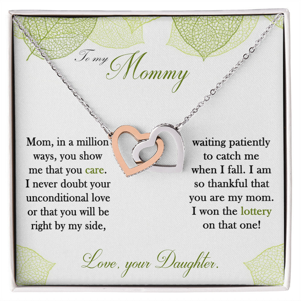 To My Mom - Interlocking Hearts Necklace - Gift For Mother