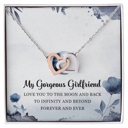 My Gorgeous Girlfriend Interlocking Hearts Necklace Message Card