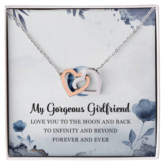 My Gorgeous Girlfriend Interlocking Hearts Necklace Message Card