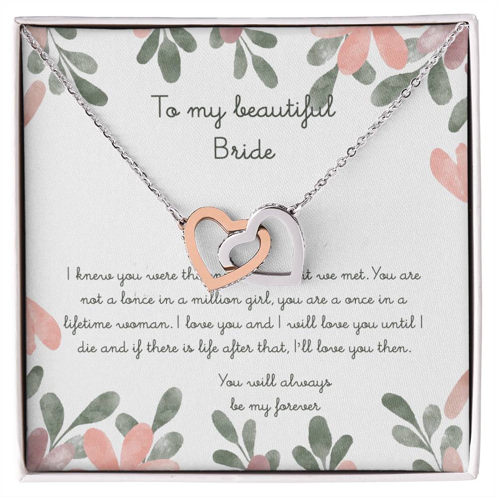 To My Beautiful Bride Interlocking Hearts Necklace