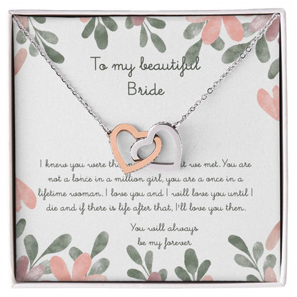 To My Beautiful Bride Interlocking Hearts Necklace