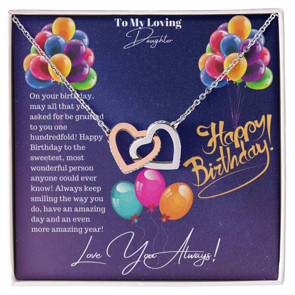 Happy Birthday Daughter Interlocking Hearts Necklace