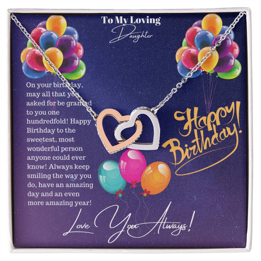 Happy Birthday Daughter Interlocking Hearts Necklace