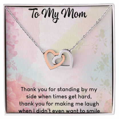 To My Mom Interlocking Hearts Necklace Message Card