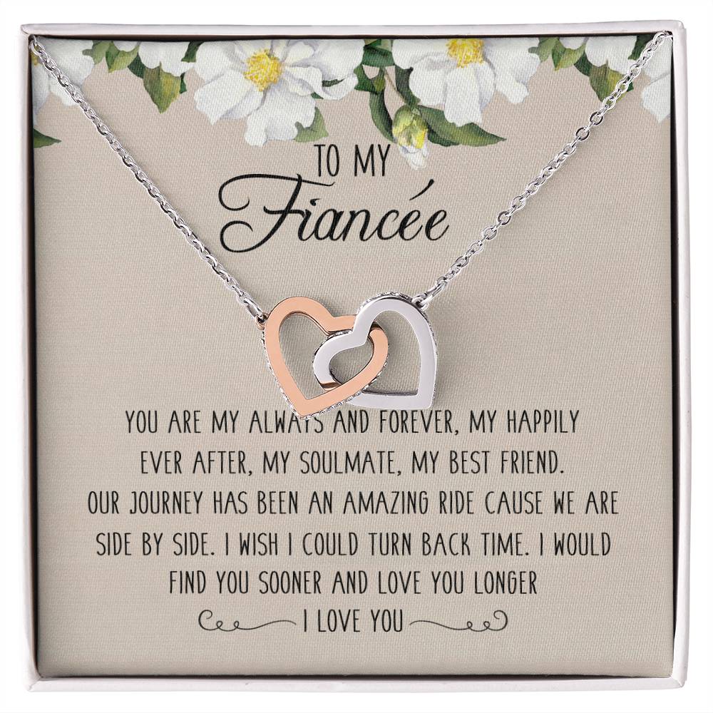 To My Fiancée Interlocking Hearts Necklace Message Card