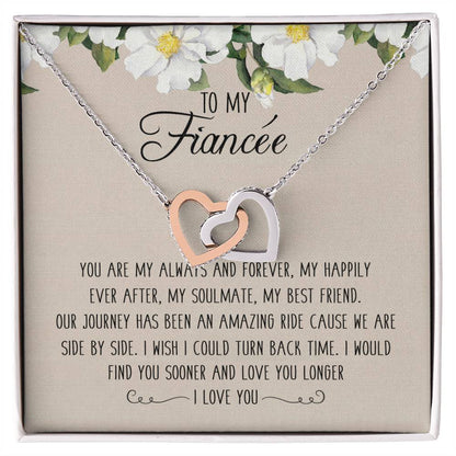 To My Fiancée Interlocking Hearts Necklace Message Card