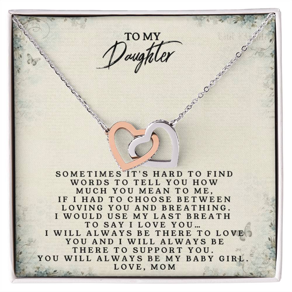 To My Daughte - Love Mom - Interlocking Heart Necklace Interlocking Hearts Necklace