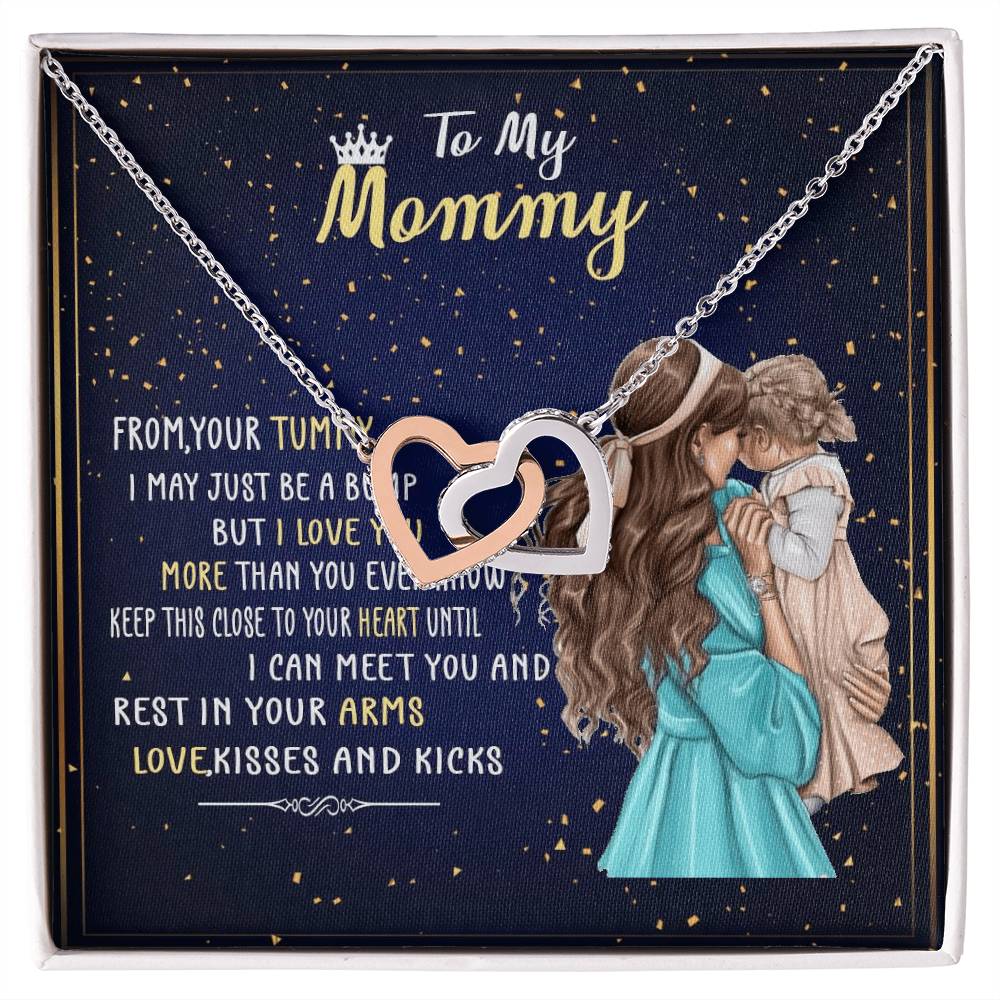 To My Mommy From Your Tummy Interlocking Hearts Necklace
