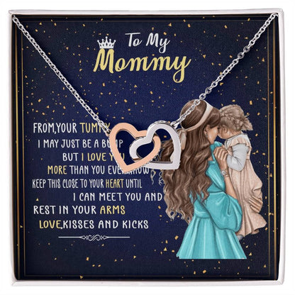 To My Mommy From Your Tummy Interlocking Hearts Necklace