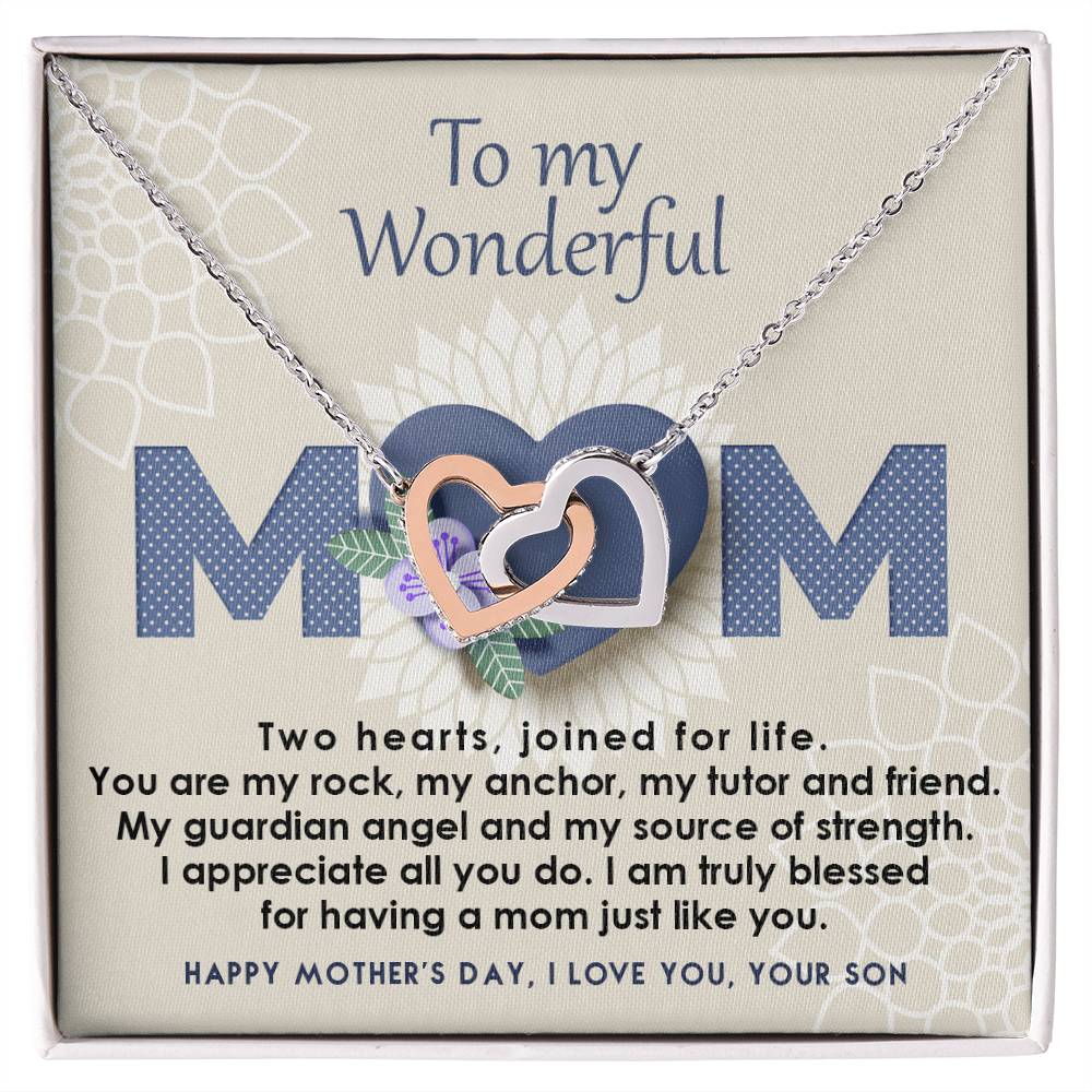Mother And Son Interlocking Hearts Necklace - Joined For Life