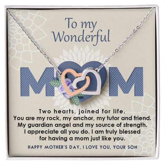 Mother And Son Interlocking Hearts Necklace - Joined For Life