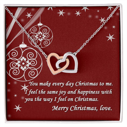 Merry Christmas Gift Interlocked Cubic Zirconia Stones Pendant For Love Interlocking Hearts Necklace