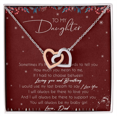 To My Daughter Interlocking Hearts Necklace Message Card