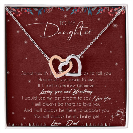 To My Daughter Interlocking Hearts Necklace Message Card