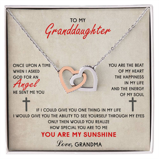 To My Granddaughter Interlocking Heart Necklace Interlocking Hearts Necklace
