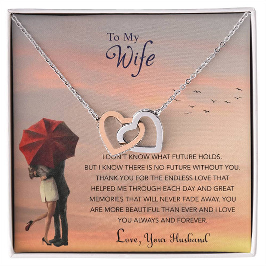 Gift For My Wife Interlocking Hearts Necklace