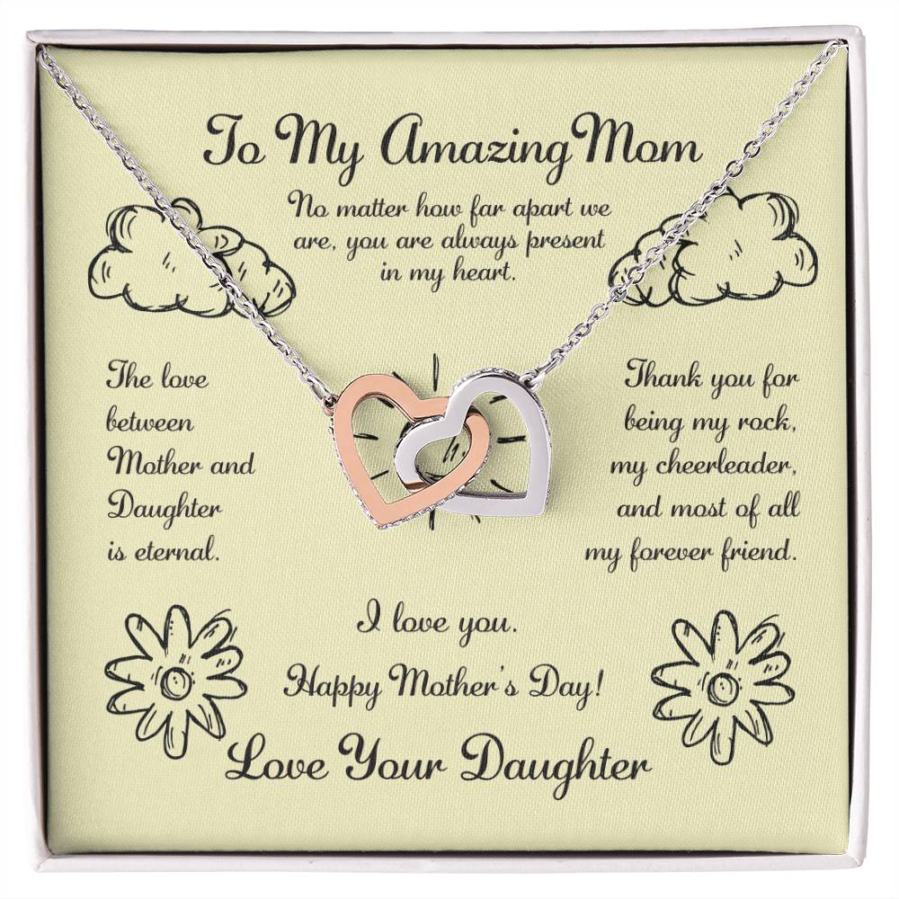 To My Amazing Mom Interlocking Hearts Necklace