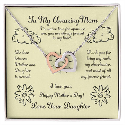 To My Amazing Mom Interlocking Hearts Necklace