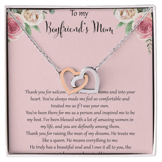 To My Boyfriends Mom - Pink Interlocking Hearts Necklace
