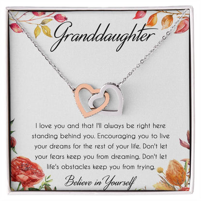 Granddaughter Interlocking Hearts Necklace Message Card