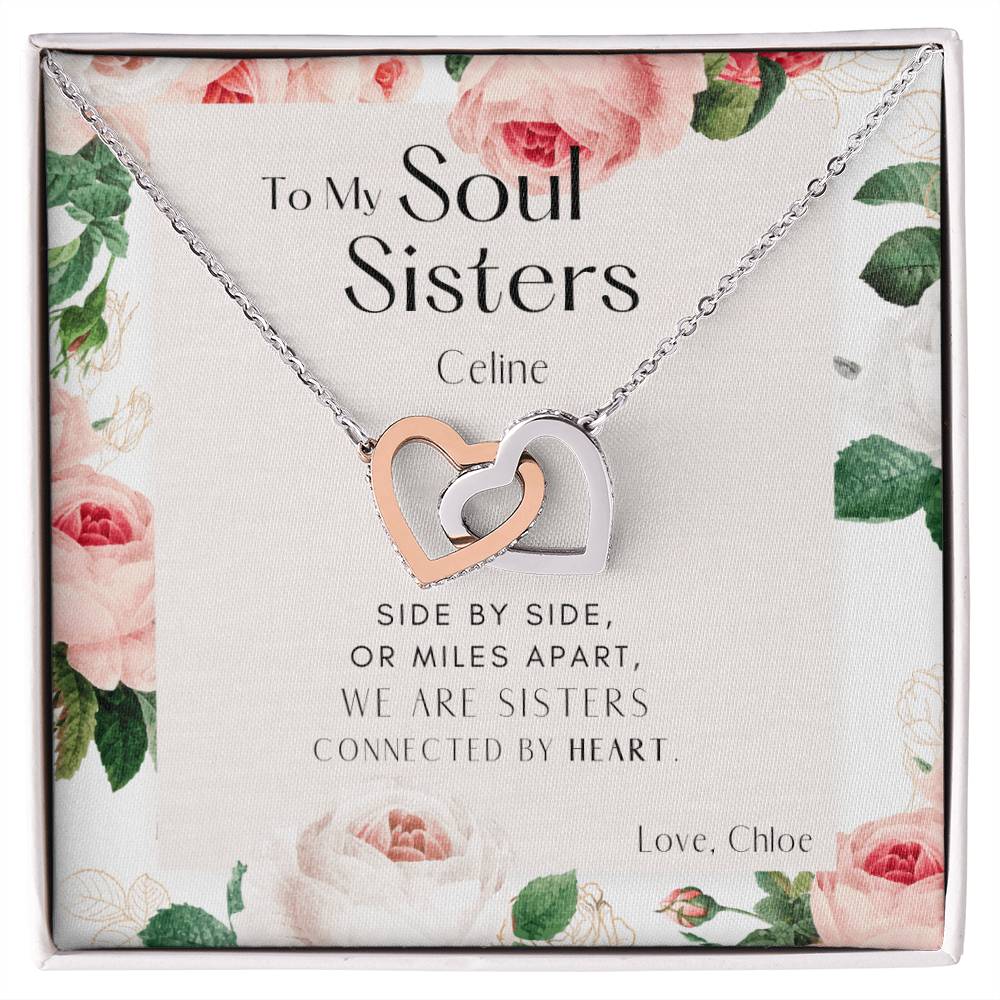 To My Soul Sister Interlocking Hearts Necklace
