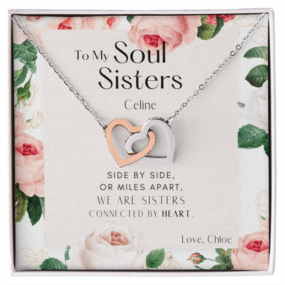 To My Soul Sister Interlocking Hearts Necklace