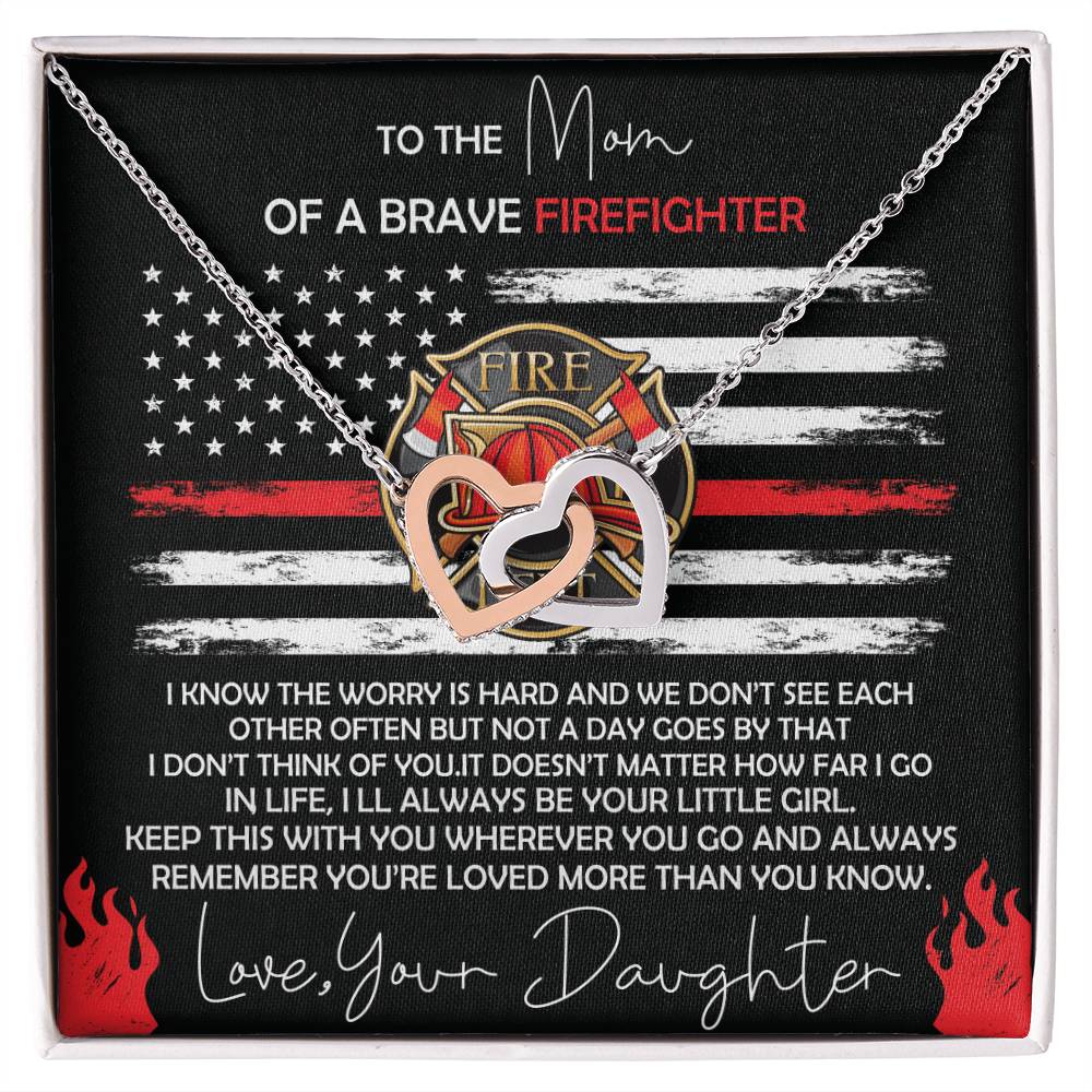 Firefighter Mom Necklace Gift From Daughter Interlocking Hearts Necklace
