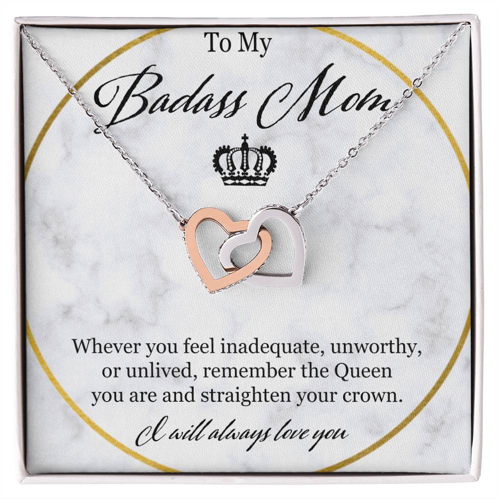 To My Badass Mom Interlocking Hearts Necklace