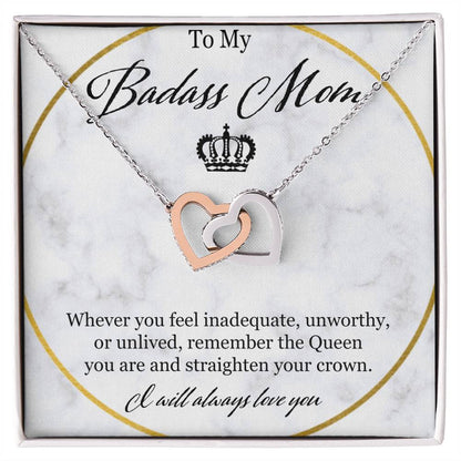 To My Badass Mom Interlocking Hearts Necklace