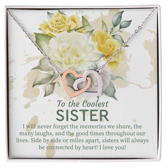 Sister Gift Idea Hearts Necklace For Sister Birthday Gift From Sister Sisters Jewelry Gift With Message Card Interlocking Hearts Necklace