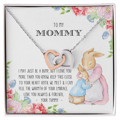 To My Mommy - Expecting Mom Heart Necklace Interlocking Hearts Necklace