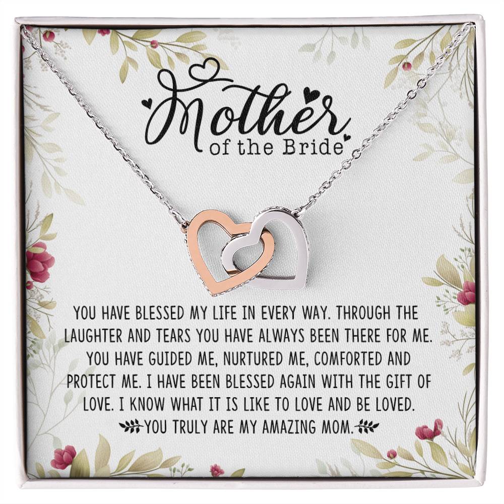 Mother Of The Bride Interlocking Hearts Necklace Message Card