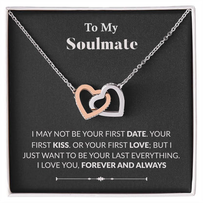 To My Soulmate Interlocking Heart Necklace Wife Necklace Fiancé Neclace Interlocking Hearts Necklace