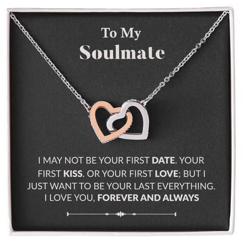 To My Soulmate Interlocking Heart Necklace Wife Necklace Fiancé Neclace Interlocking Hearts Necklace