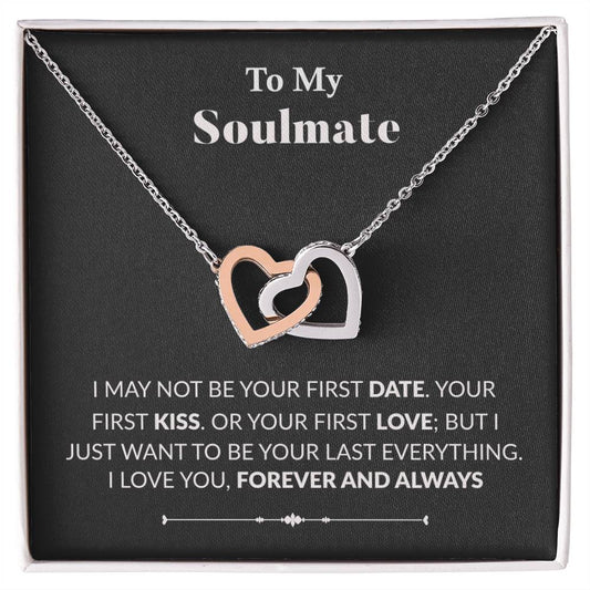 To My Soulmate Interlocking Heart Necklace Wife Necklace Fiancé Neclace Interlocking Hearts Necklace