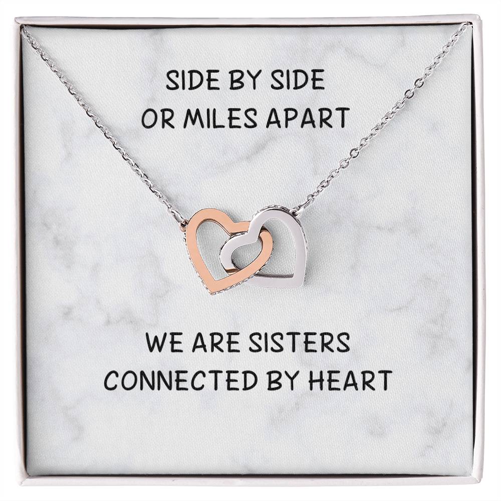 Side By Side Sister Connected By Heart Interlocked Hearts Necklace Interlocking Hearts Necklace