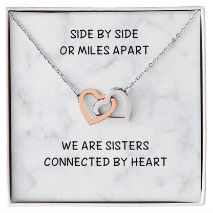 Side By Side Sister Connected By Heart Interlocked Hearts Necklace Interlocking Hearts Necklace