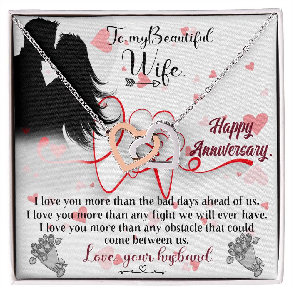 Love Birthday To My Beautiful Wife. Interlocking Hearts Necklace