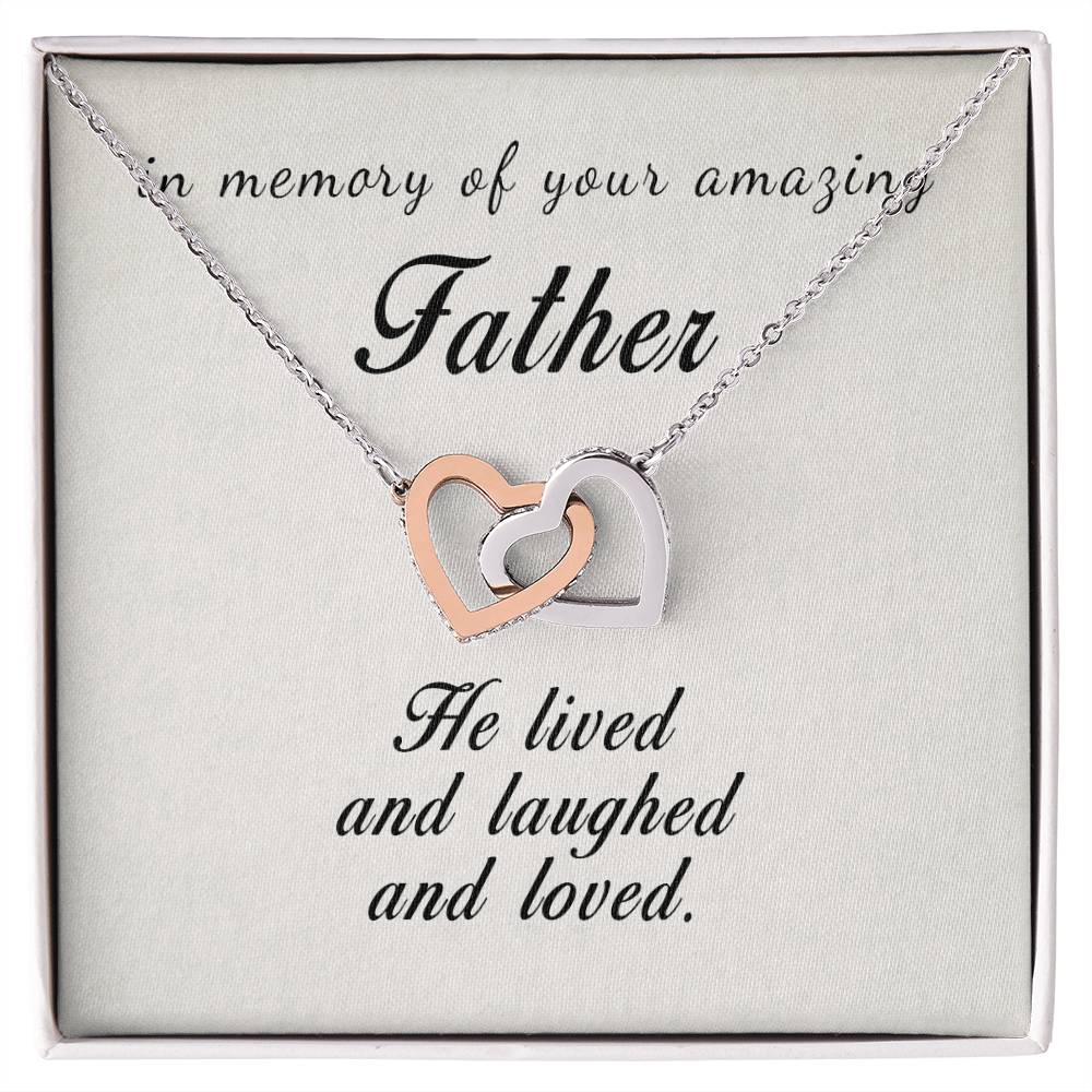 In Memory Of Your Amazing Father Interlocking Hearts Necklace