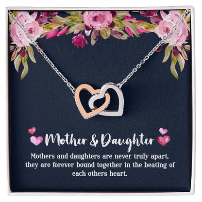 Mother & Daughter - Never Truly Apart Interlocking Hearts Necklace