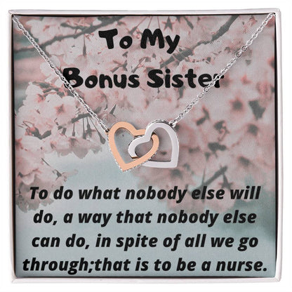 To My Nurse Sister Interlocking Hearts Necklace